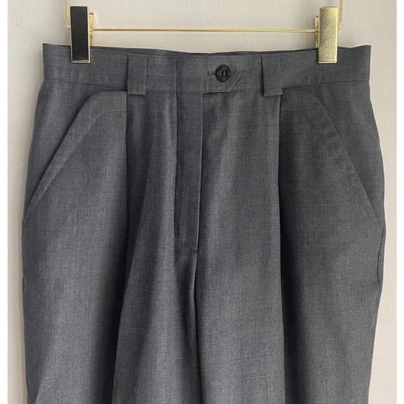 Vintage ESCADA Margaretha Ley 1990s High Waisted Wool Twill Pants EU 36 Gray - Picture 8 of 8